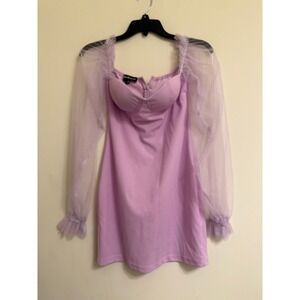 Eilly Bazar Lilac Mesh Romantic Sweetheart Bustier Mini Dress Lavender Small
